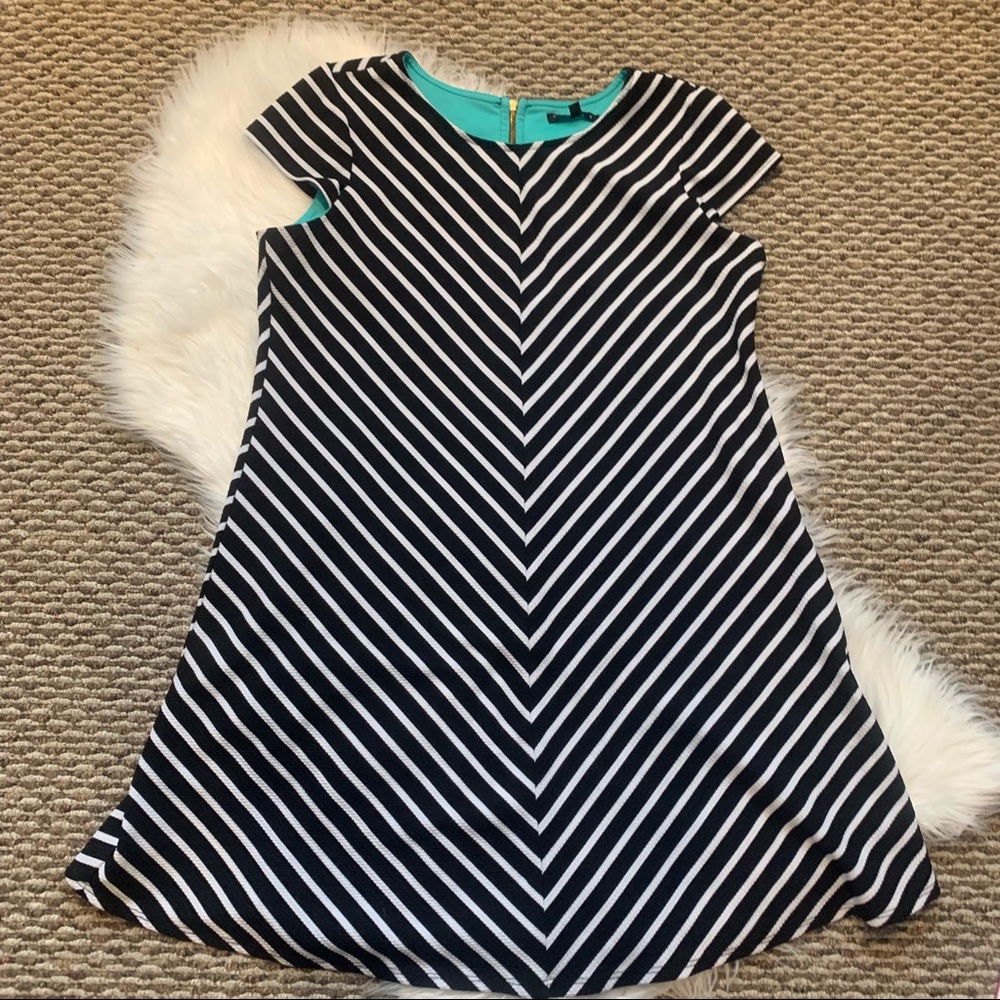 Tiana B Striped Cap Sleeve Dress Black White Size 16